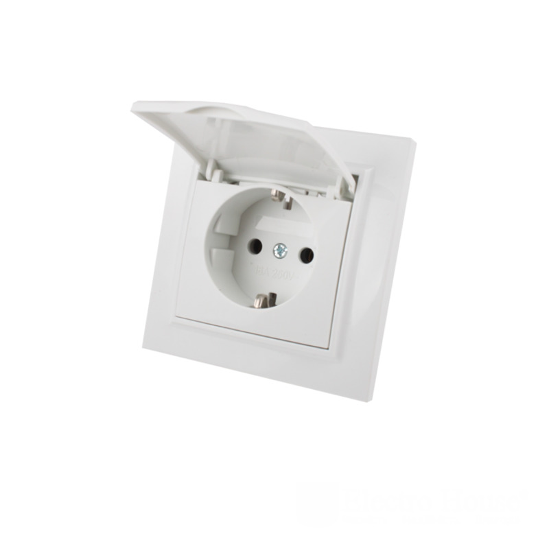 Розетка с крышкой влагозащищенная IP44 с/з 16 А Enzo Белый Розетка с крышкой влагозащищенная IP44 с/з 16 А Enzo Белый