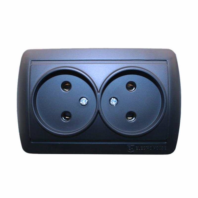 Розетка двойная без заземления 16 А Acura Графит Розетка двойная без заземления 16 А Acura Графит