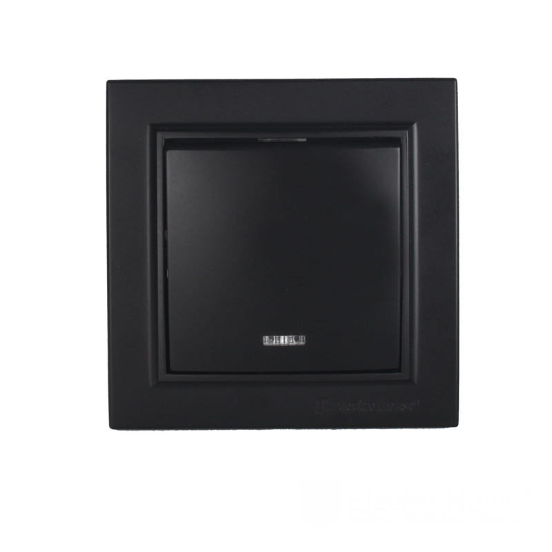 Выключатель с подсветкой Графит Выключатель с подсветкой Графит