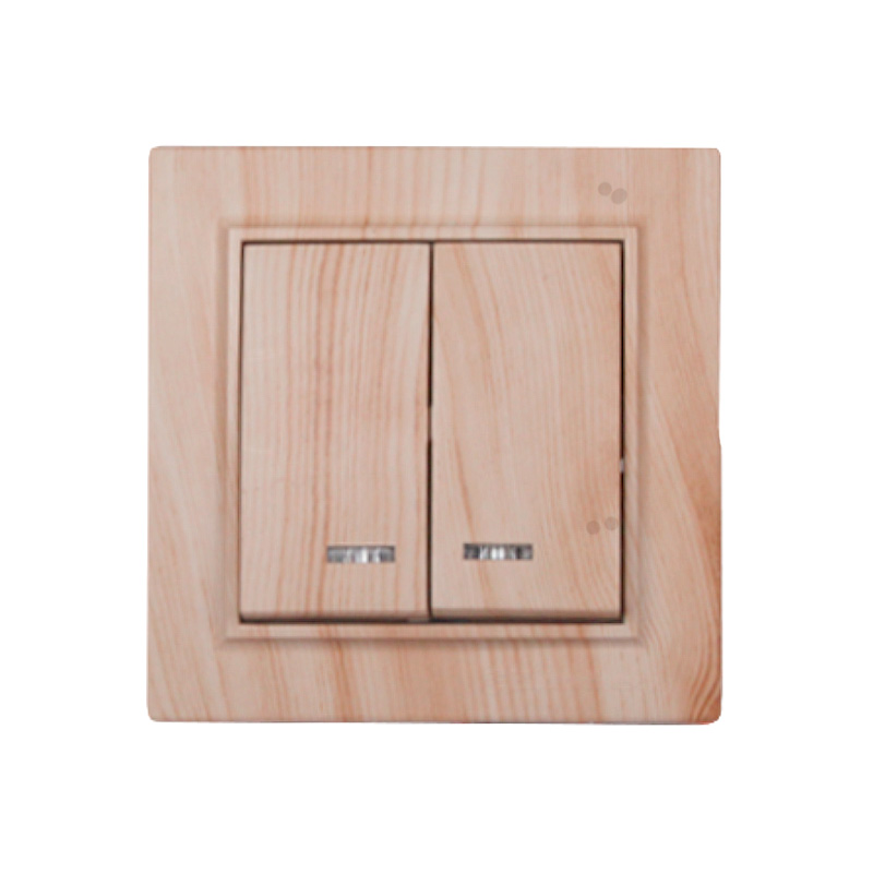 Выключатель с подсветкой двойной Enzo Светлое дерево Выключатель с подсветкой двойной Enzo Светлое дерево