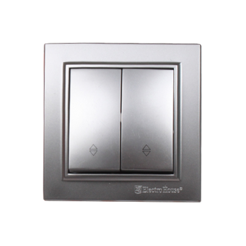 Выключатель двойной проходной Enzo Серебряный камень Выключатель двойной проходной Enzo Серебряный камень