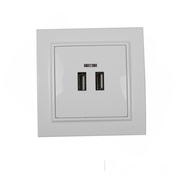 Розетка USB (2 порта) 2 A Enzo Белый Розетка USB (2 порта) 2 A Enzo Белый