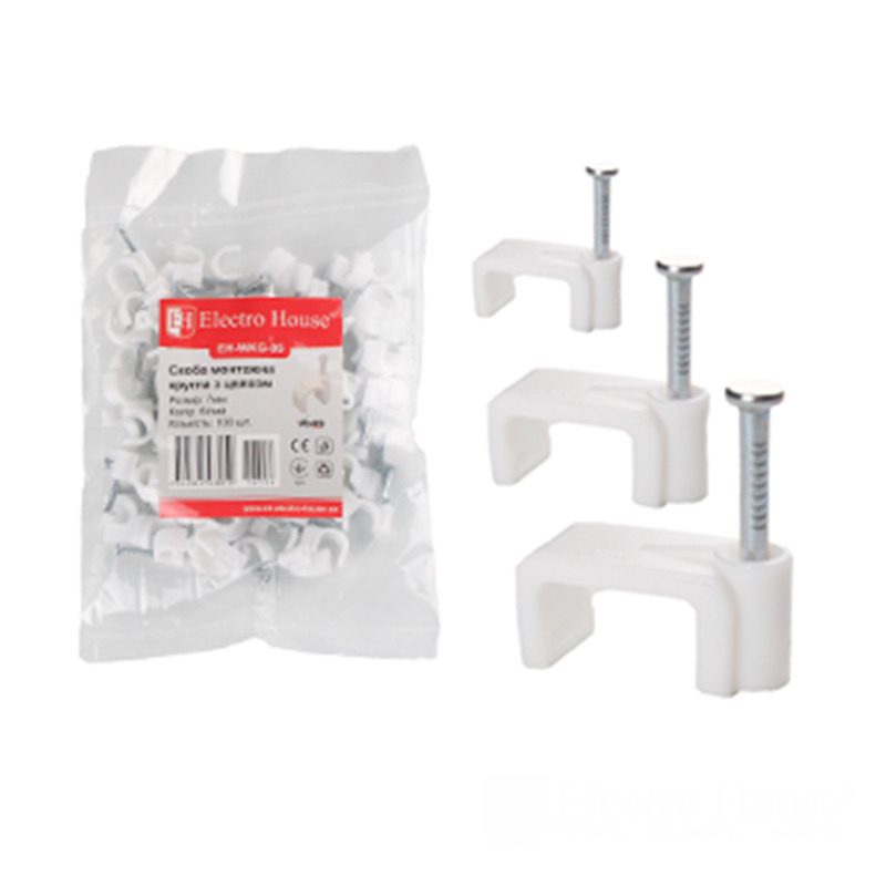 Клипса монтажная с гвоздем 4 мм плоская Клипса монтажная с гвоздем 4 мм плоская