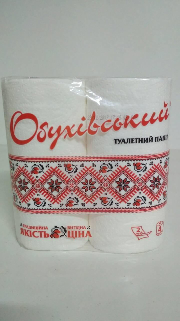 Туалетная бумага двухслойная ОБУХОВСКАЯ 4 рулона в упаковке (1 пачка)