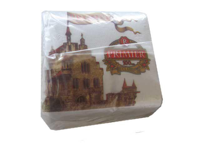 Салфетка одноразовая 100лист Премьер  однотонная (10 пачка)