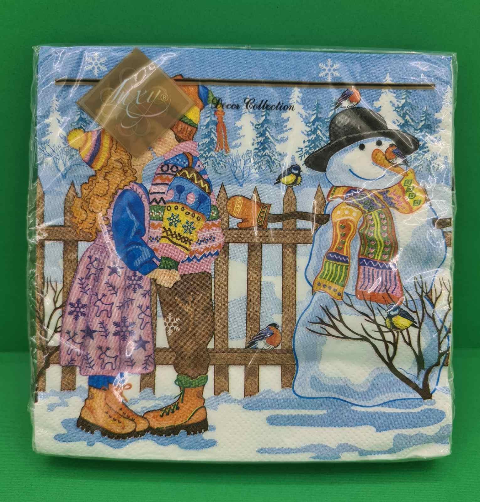 Новогодняя салфетка (ЗЗхЗЗ, 20шт) LuxyНГ Новогодний поцелуй (851) (1 пачка)