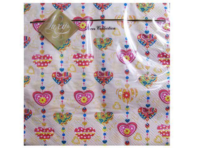 Свадебная салфетка (ЗЗхЗЗ, 20шт) Luxy  Сладкое сердце (308) (1 пачка)