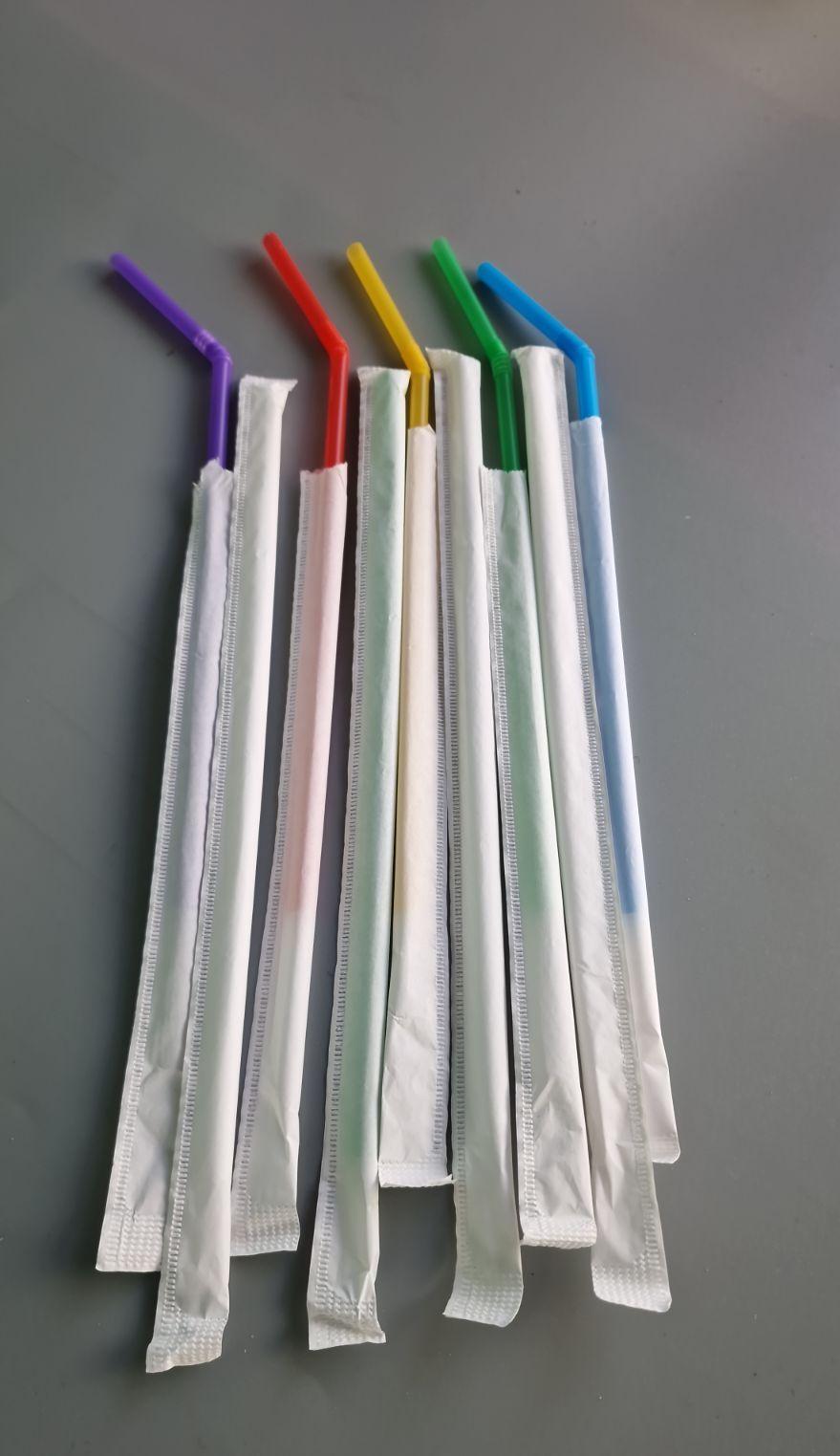 Трубочка с гофрой d4.8-21см в индивид. упаковке Микс (200 шт)