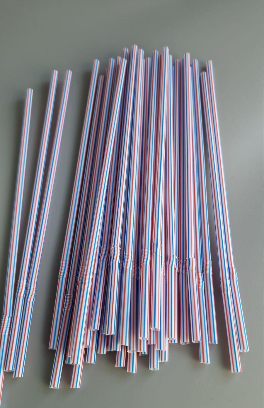 Трубочка коктейльная с гофрой d4.8 длина 24см Полосатая  (200 шт)