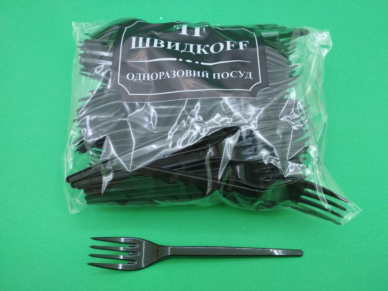 Вилка «Super» стеклоподобная  Юнита черная (100 шт)