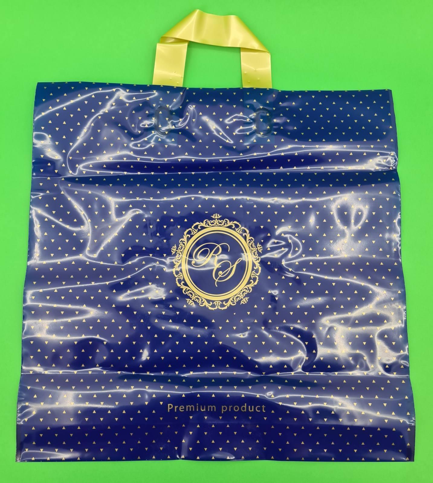 Пакет с петлевой ручкой 40*40 Лилия премиум синий (25 шт)