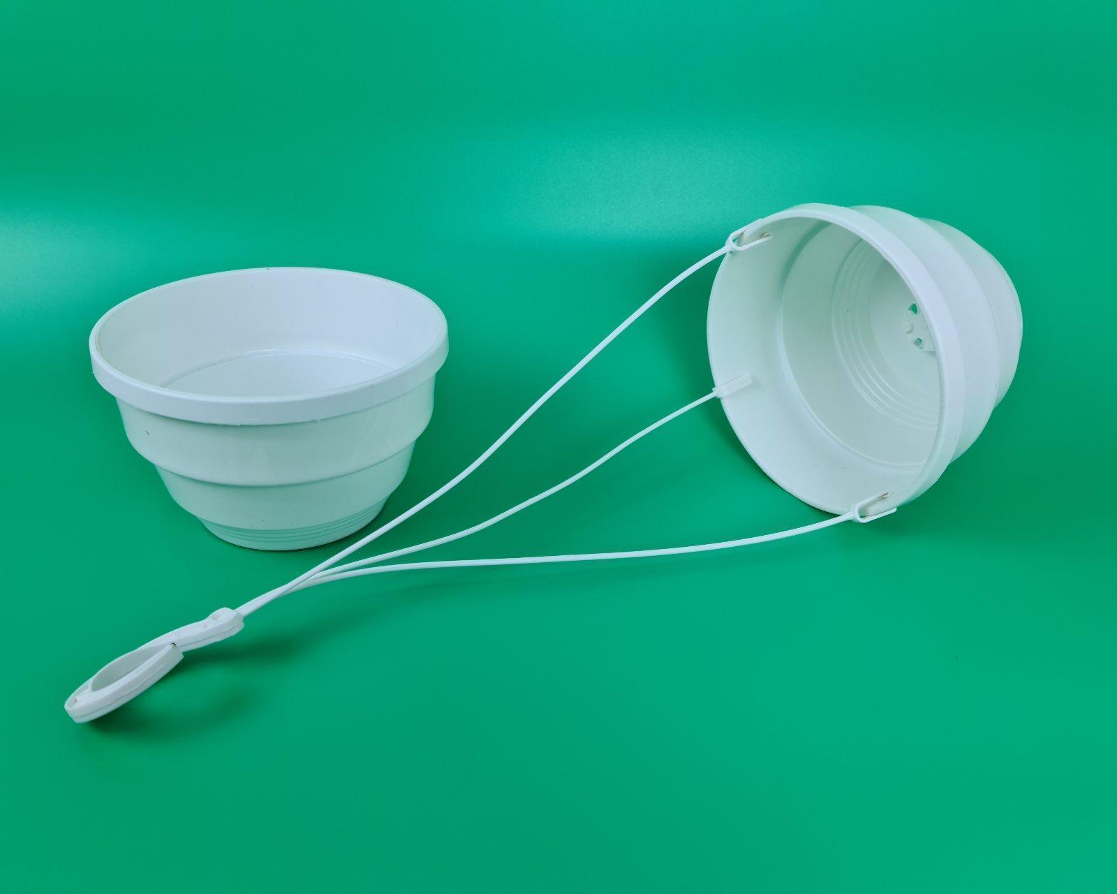 Кашпо для цветов белое размер (Ø 200 h 125) объём 2500 мл (подвес в комплекте) 50 шт/ящ.