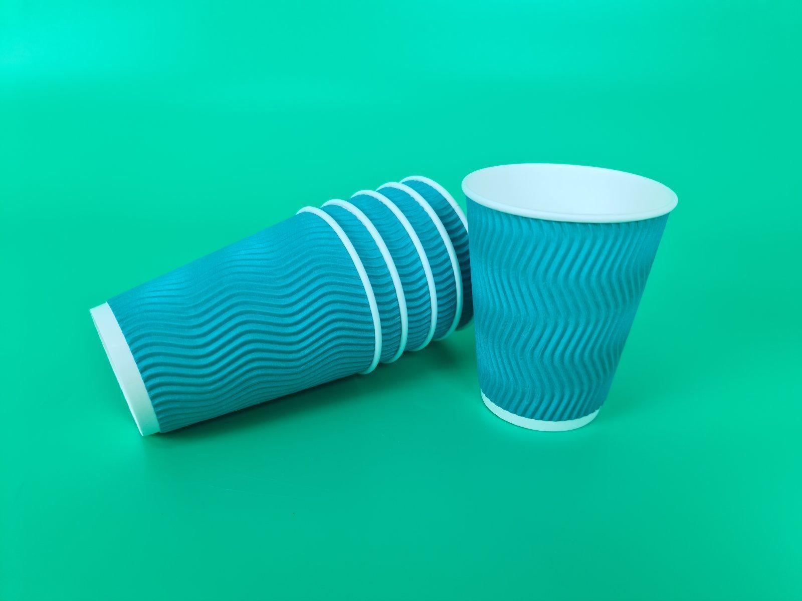 Бумажные стаканы гофрированные объём 400 мл бирюзового цвета 15 шт/уп. Бумажные стаканы гофрированные объём 400 мл бирюзового цвета 15 шт/уп.