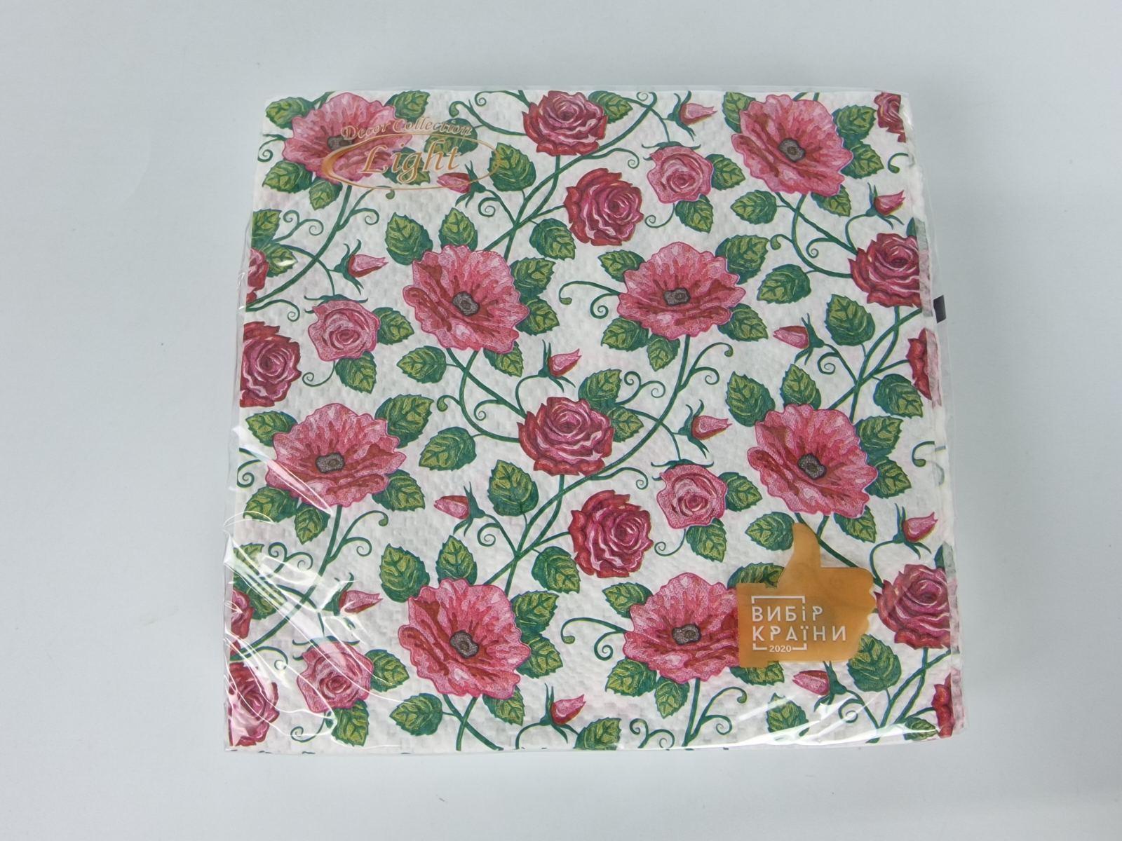 Салфетка (ЗЗхЗЗ, 16шт)  La Fleur Полотно из роз (908) (1 пачка)