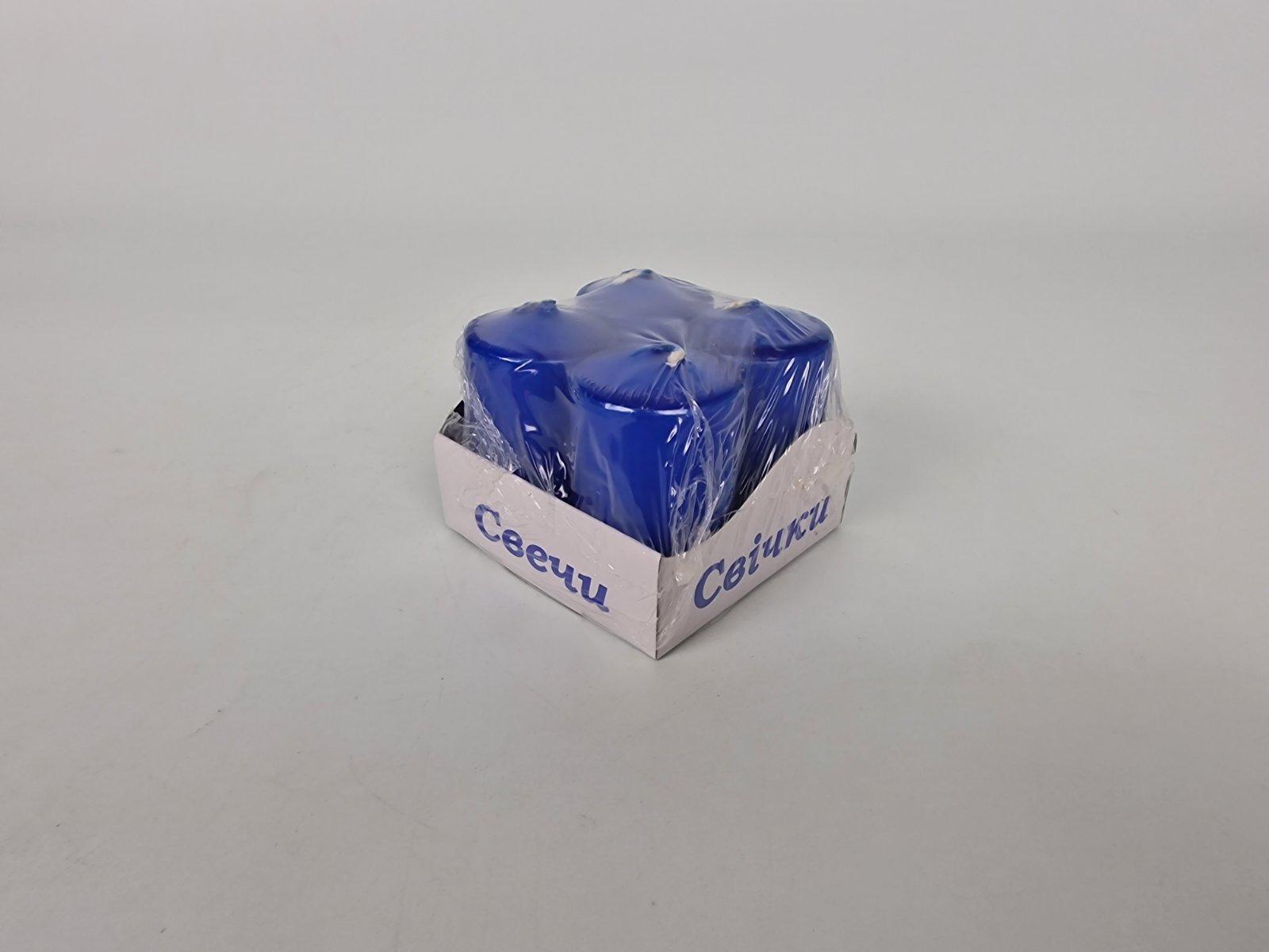 Цветная Цилиндр парафиновая свеча (40/60) СИНЯЯ (4 шт) Цветная Цилиндр парафиновая свеча (40/60) СИНЯЯ (4 шт)