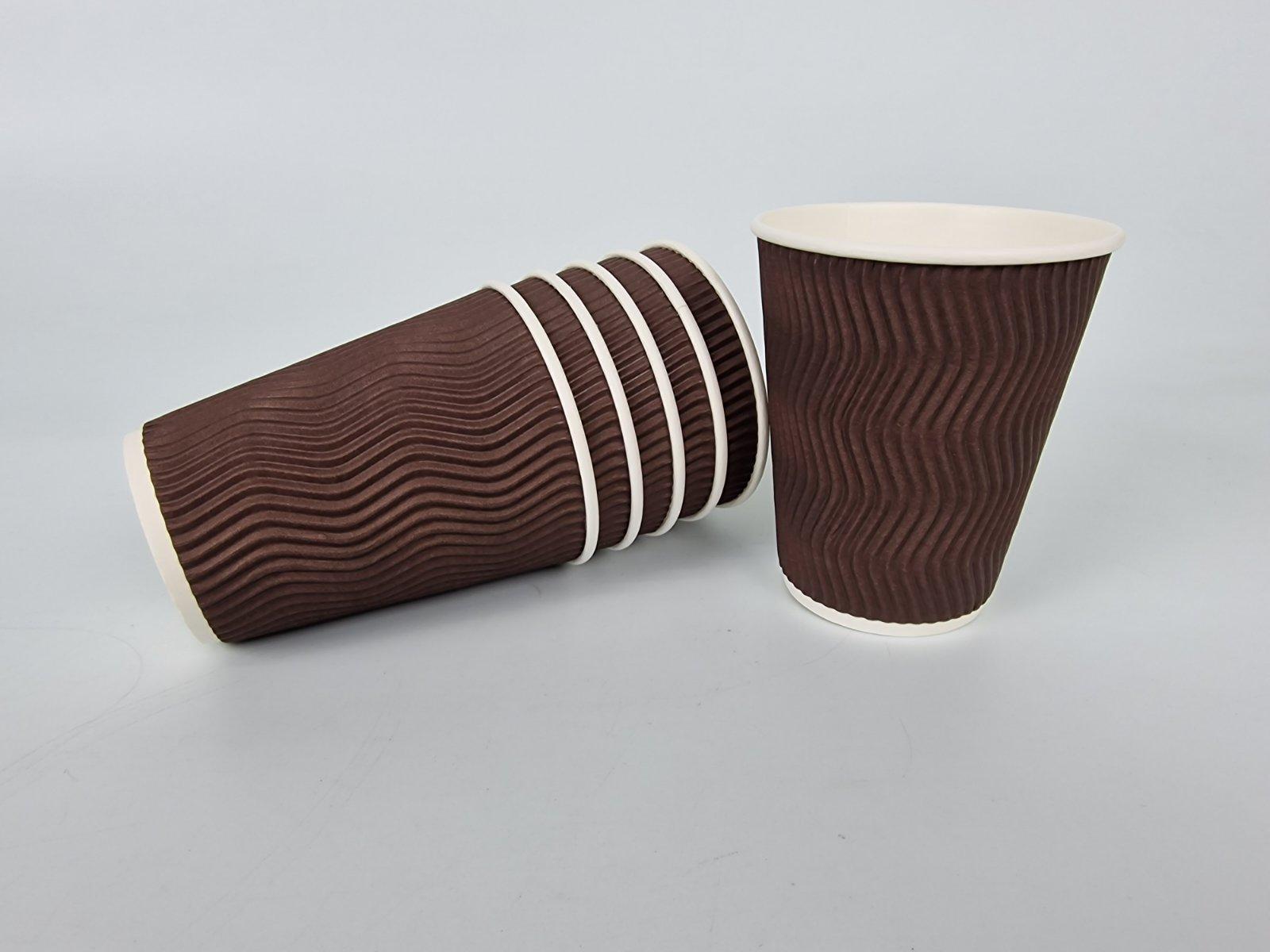 Стакан гофрированный 400мл(12oz)  Коричневый (15 шт)