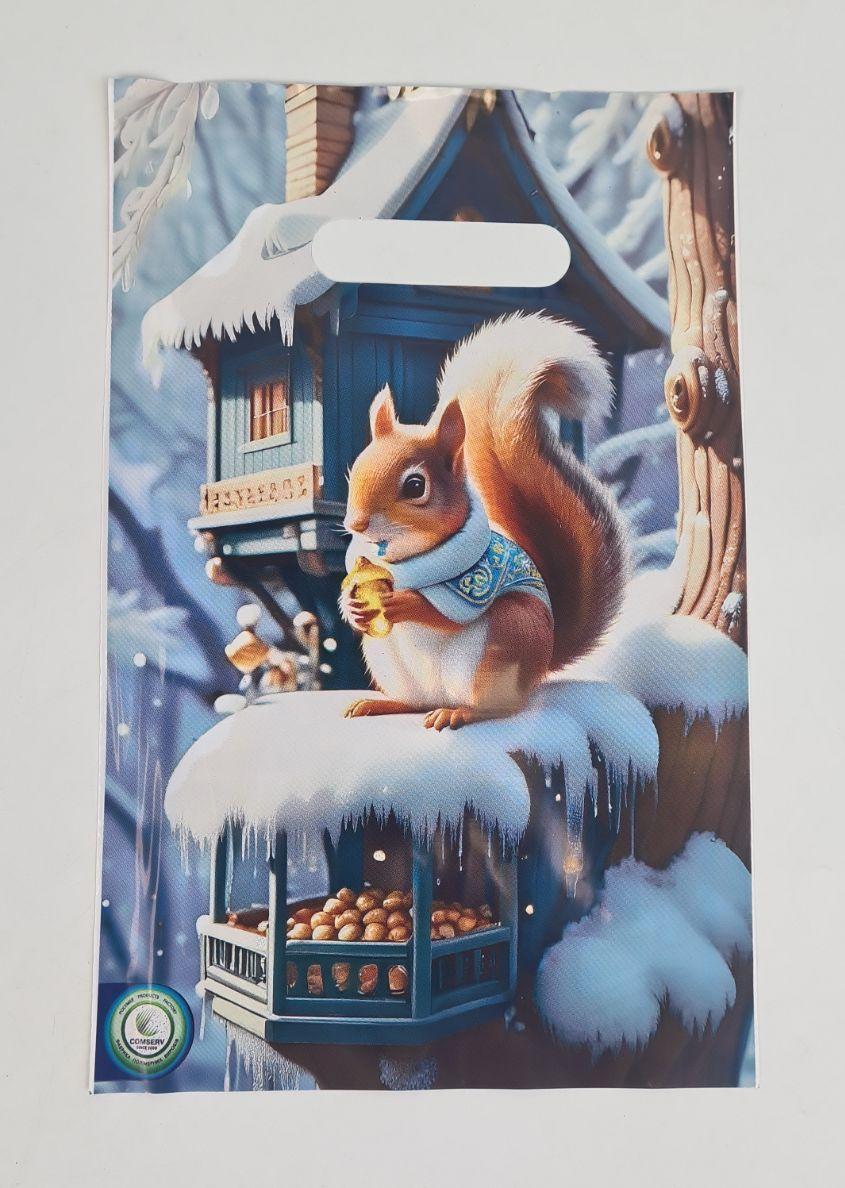 Пакеты новогодние с прорубной ручкой 20х30 