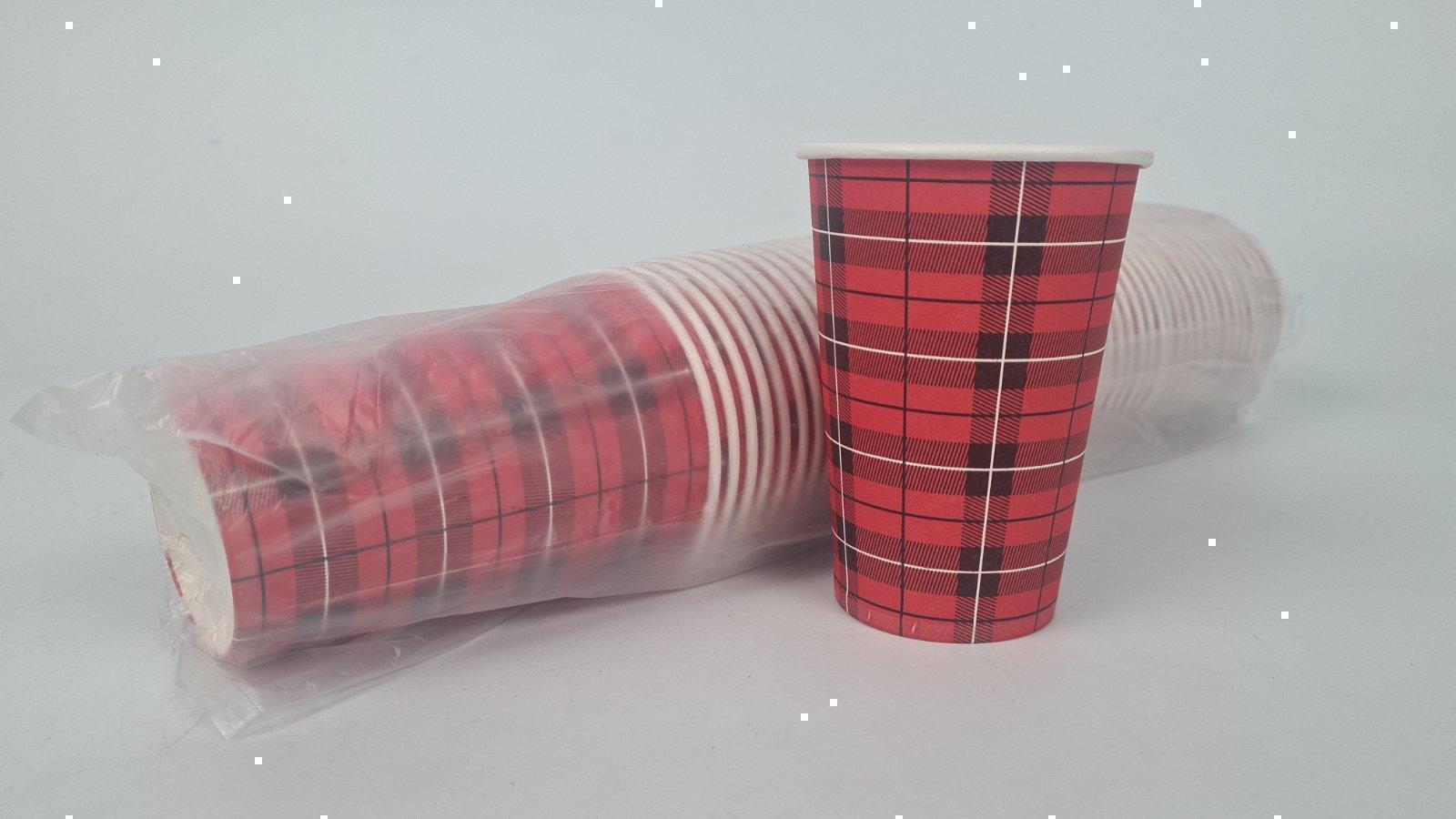 Стаканы бумажные одноразовые 340 мл Юнита клетка красная (50 шт)
