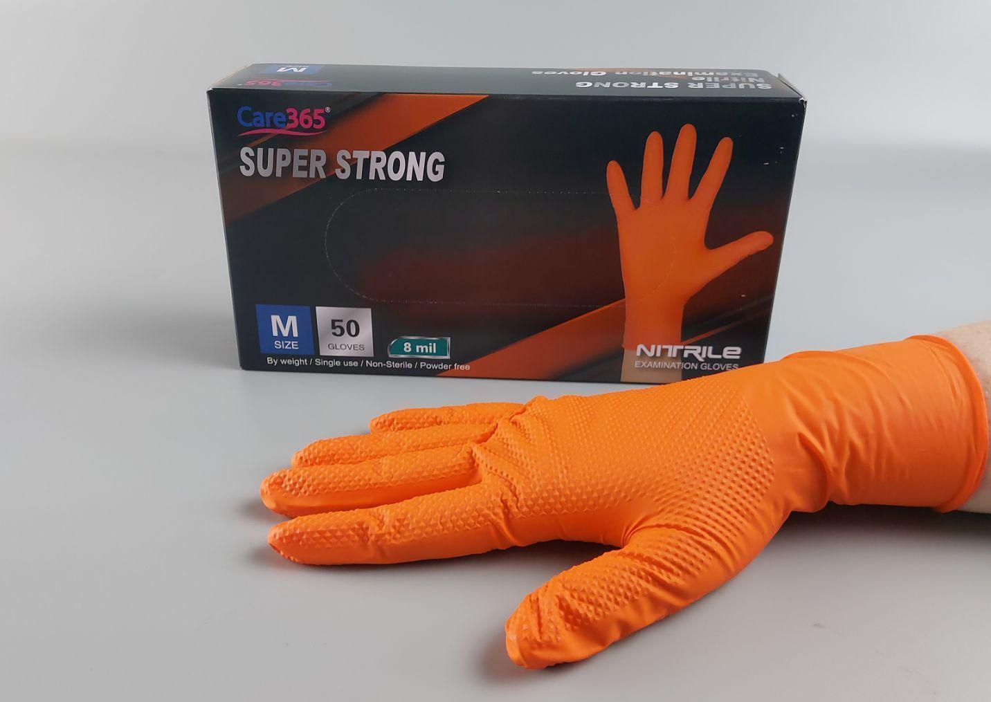 Перчатки нитриловые суперпрочные 50 шт. хозяйственные, размер M ORANGE 