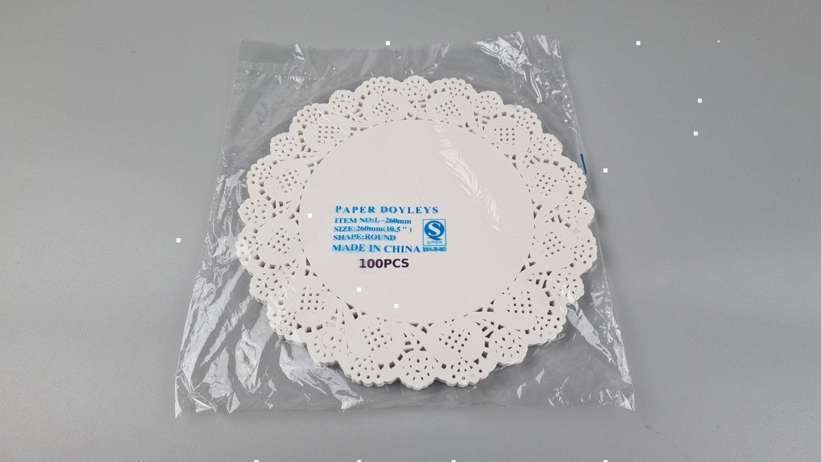 Бумажные ажурные кружевные салфетки бежевые Ø 26 см 100 штук сервировочные салфетки на стол