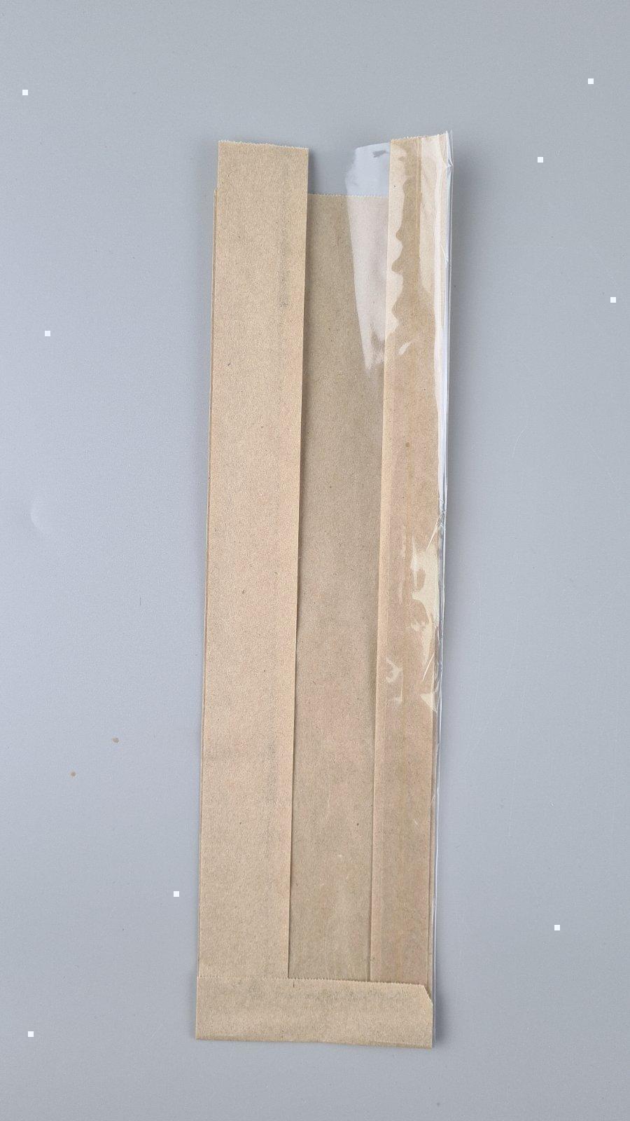 Бумажные пакеты крафт с прозрачным окошком 90х45х340, 40г/м2, окно 60 (100 шт)