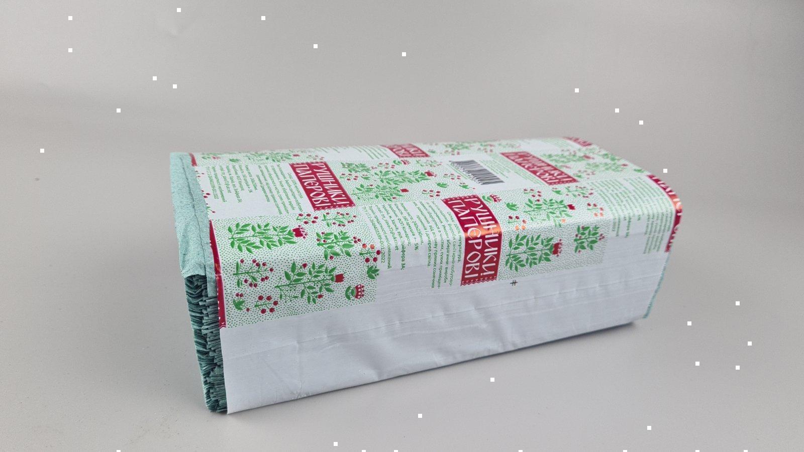 Бумажное листовые   полотенце v-сложение зеленое(160листов)  (1 пачка)