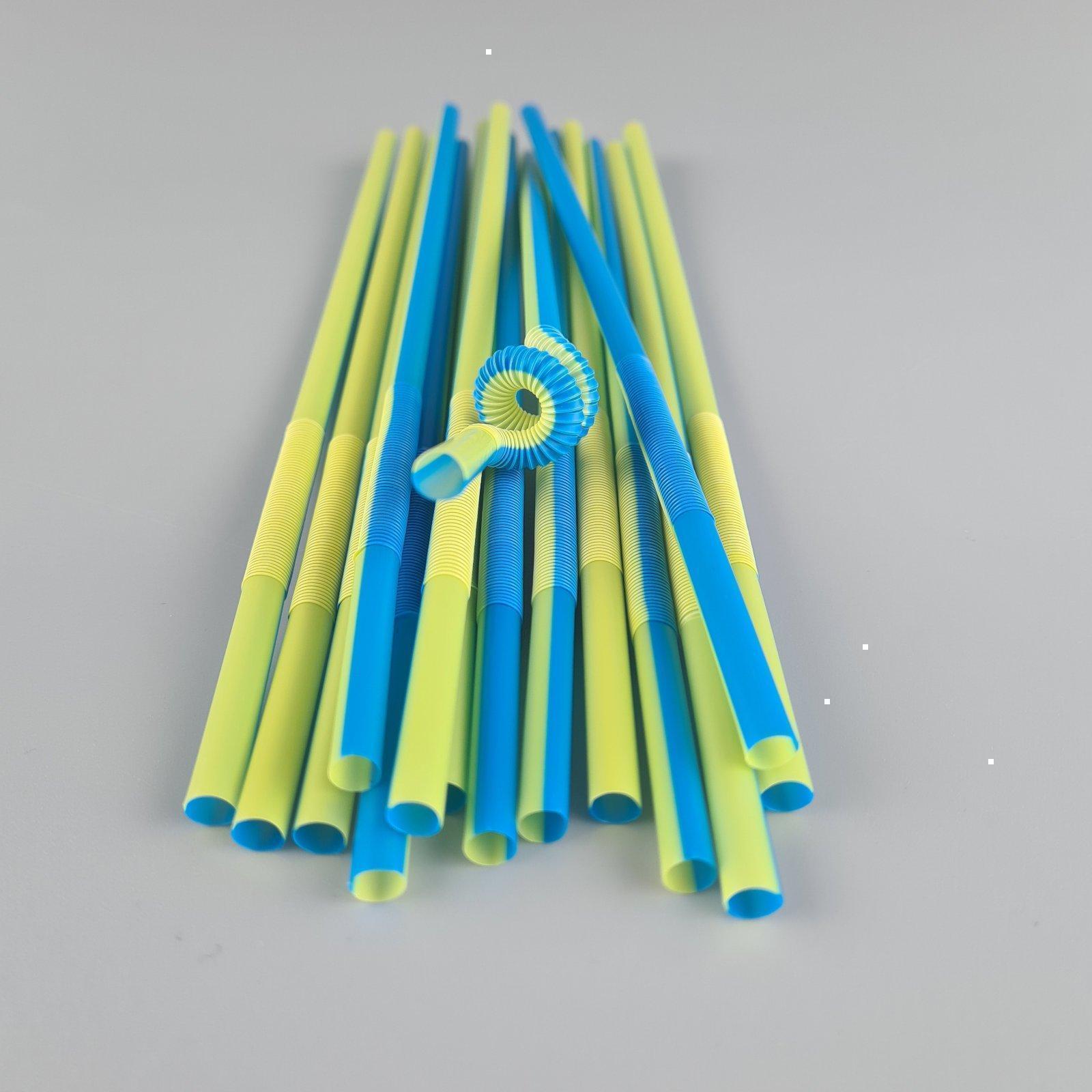 Трубочка-соломка для напитков с гофрой d6,0 -26см Сине-желтая  Артистик (100 шт)