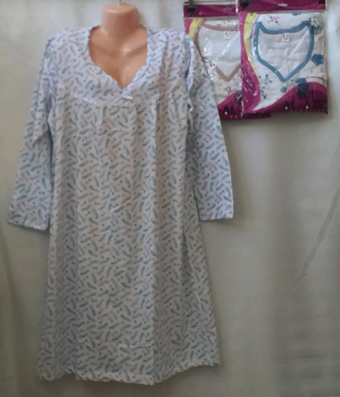 Ночная рубашка тёплая с начёсом (хлопок 100%), Размеры супербатал (62-66) Ночная рубашка тёплая с начёсом (хлопок 100%), Размеры супербатал (62-66)