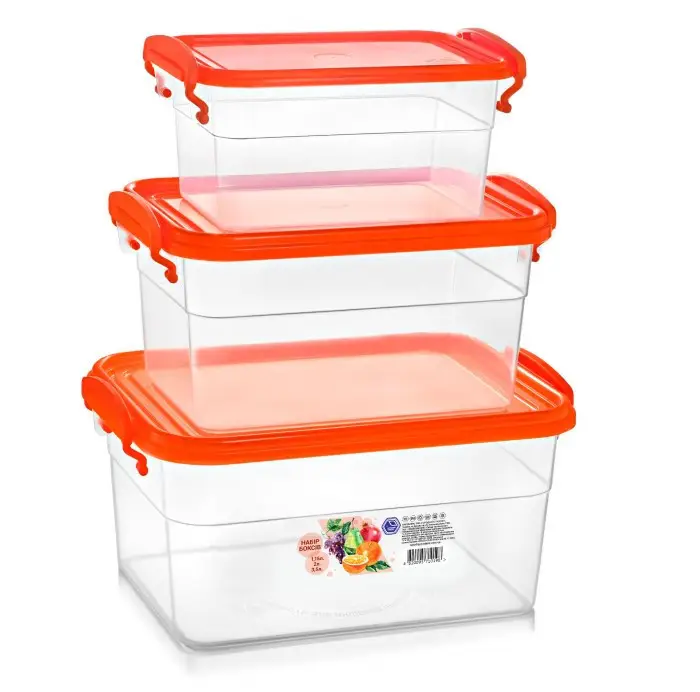 Набор контейнеров Народный продукт с ручками 3,5+2+1,15 Л Набор контейнеров Народный продукт с ручками 3,5+2+1,15 Л