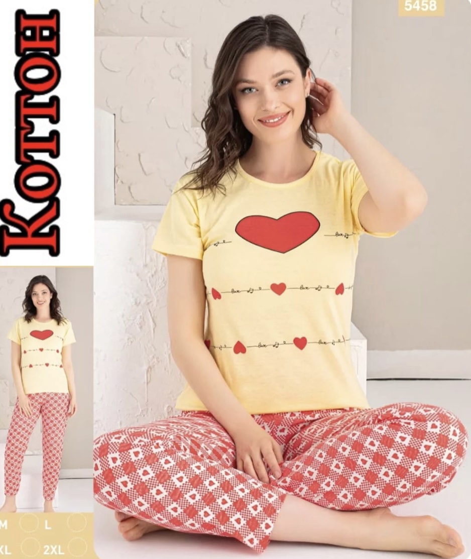 Пижама женская трикотаж (хлопок), размеры M- 2XL (46-52), Турция Пижама женская трикотаж (хлопок), размеры M- 2XL (46-52), Турция