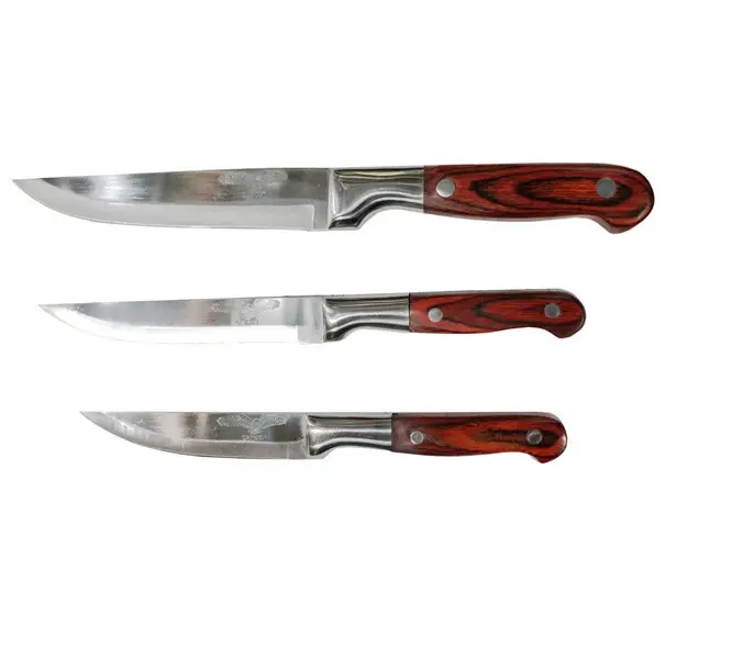 Нож кухонный из нержавеющей стали, Сармат №6, коричневая под дерево ручка, лезвие 14,5см/26,6см Нож кухонный из нержавеющей стали, Сармат №6, коричневая под дерево ручка, лезвие 14,5см/26,6см