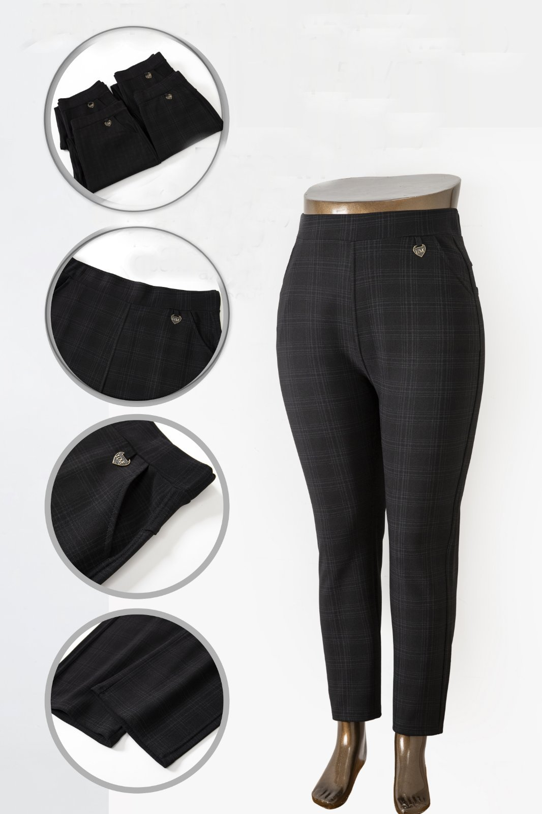 Штани жіночі Ласточка, чорні клітинка, напівбатальні р.5XL-7XL Штани жіночі Ласточка, чорні клітинка, напівбатальні р.5XL-7XL