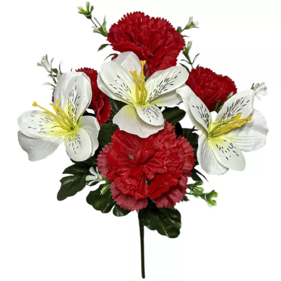 Искусственные цветы букет орхидей и гвоздик, 30см Искусственные цветы букет орхидей и гвоздик, 30см