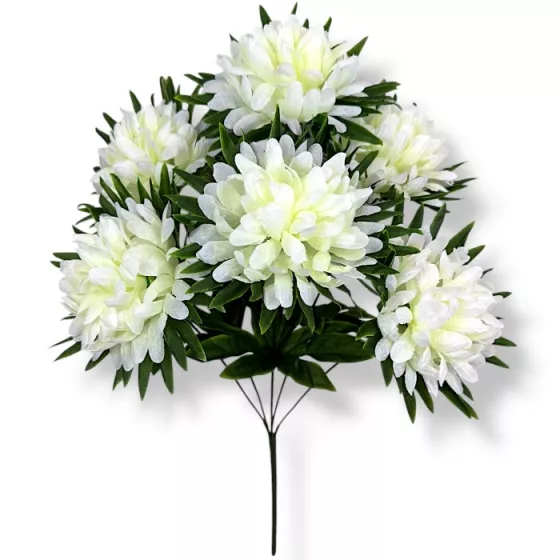 Искусственные цветы букет белые хризантемы с воротником Софт , 48см Искусственные цветы букет белые хризантемы с воротником Софт , 48см