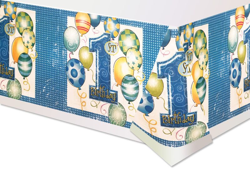 Скатерть детская полиэтиленовая " Первый год мальчик " 180x110 см Скатерть детская полиэтиленовая " Первый год мальчик " 180x110 см