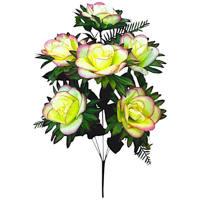 Искусственные цветы букет розы в зелени, 52см