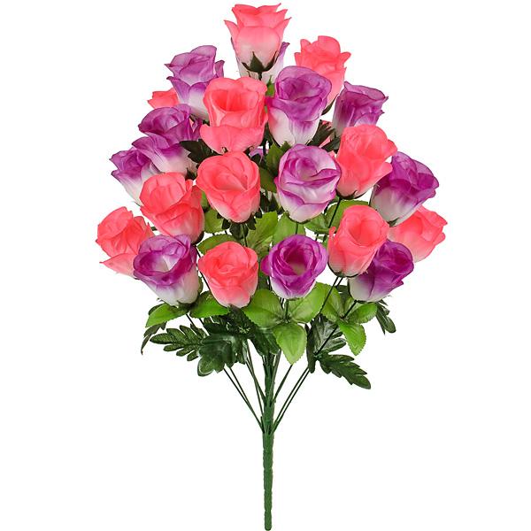 Искусственные цветы букет бутонов роз двухцветный, 67см Искусственные цветы букет бутонов роз двухцветный, 67см