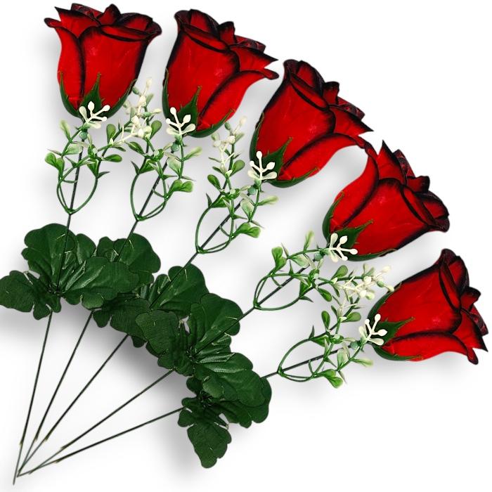 Бутон розы с гипсофилой одиночный, 36см