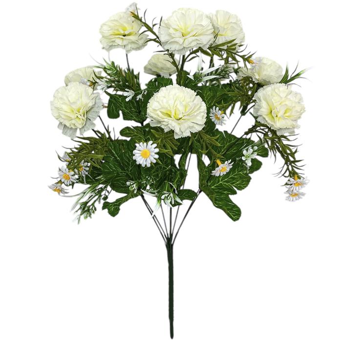 Искусственные цветы букет гвоздик с мелкой ромашкой, 48см