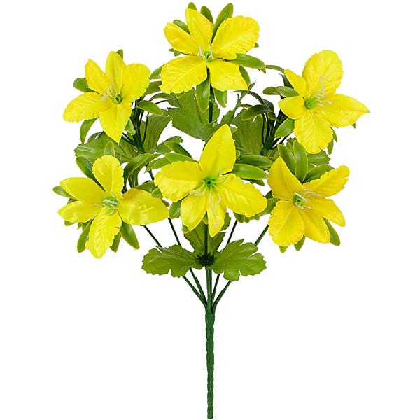 Искусственные цветы букет орхидейки атлас с пышной зеленью, 32см