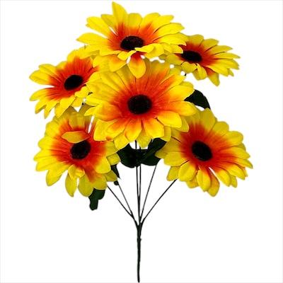 Искусственные цветы букет подсолнухи велюровая тычинка, 37см
