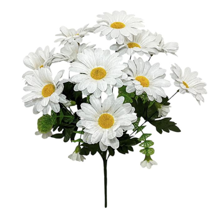 Искусственные цветы букет белые ромашки с бутонами 48см