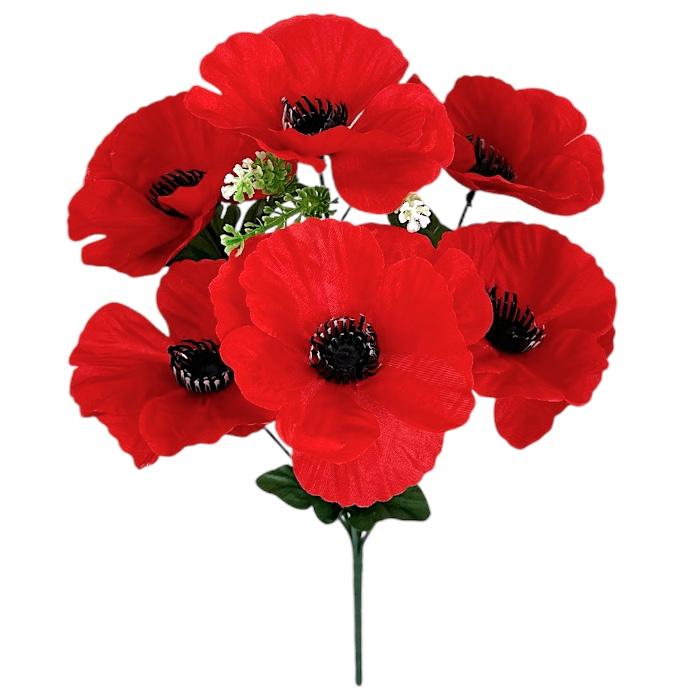 Искусственные цветы букет красные маки, 35см