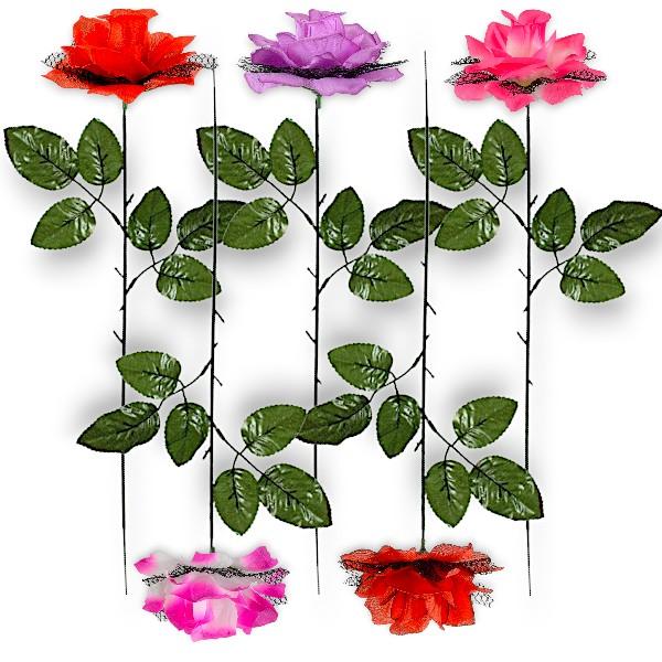 Роза ритуальная одинарная на ножке, 55см