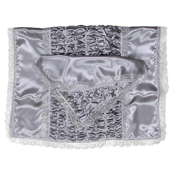 Комплект Атлас, Буфы с Жемчугом Серебро кружево серебро