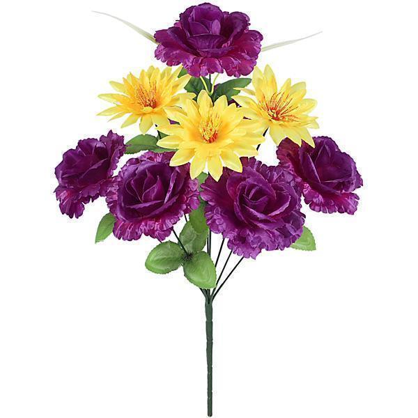 Искусственные цветы букет искусственной розы с лотосом 9-ка, 51см