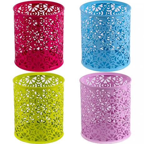 Стакан для ручок метал Ажурний 3687, кольоровий 9,8х8 см Стакан для ручок метал Ажурний 3687, кольоровий 9,8х8 см