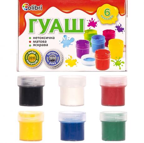 Гуашь "Яркие пятна" 6 цветов, 20мл Mizar Ц394001У Гуашь "Яркие пятна" 6 цветов, 20мл Mizar Ц394001У