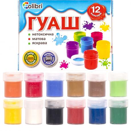 Гуаш Яскраві плями 12 кольорів, 20мл Mizar Ц394003У Гуаш Яскраві плями 12 кольорів, 20мл Mizar Ц394003У