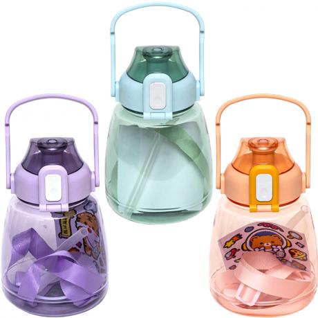 Бутылка для воды пластик 1,3 литра с трубочкой 6009/XH-32 Бутылка для воды пластик 1,3 литра с трубочкой 6009/XH-32